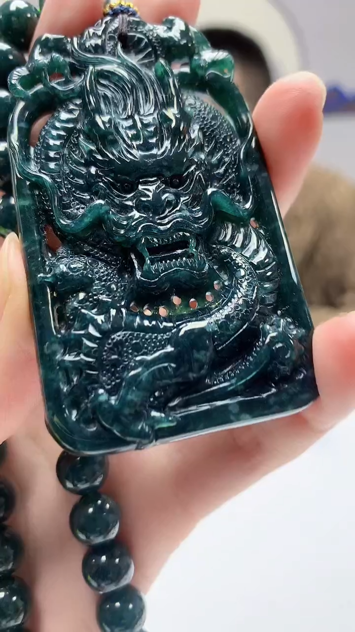【闪购商品】定制翡翠未镶嵌4812zm-毛货挂件龙牌116