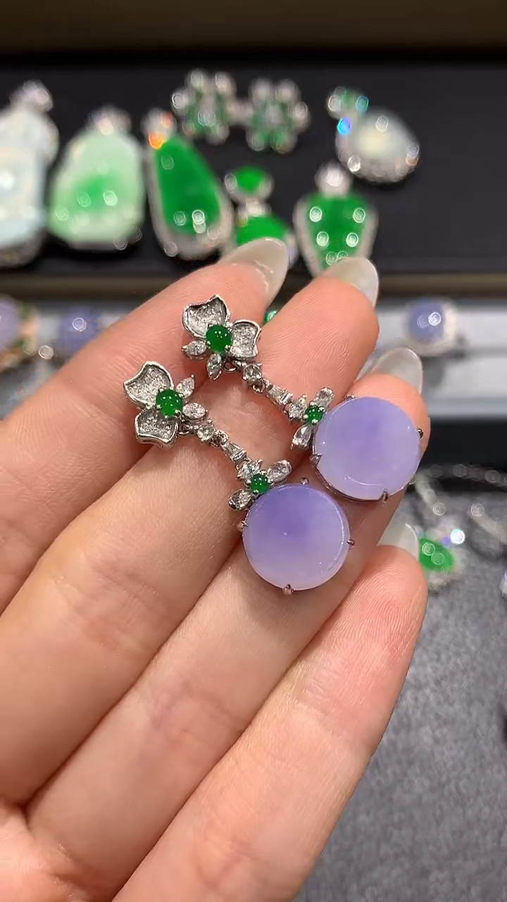 【闪购商品】翡翠耳饰18K金镶嵌40团购