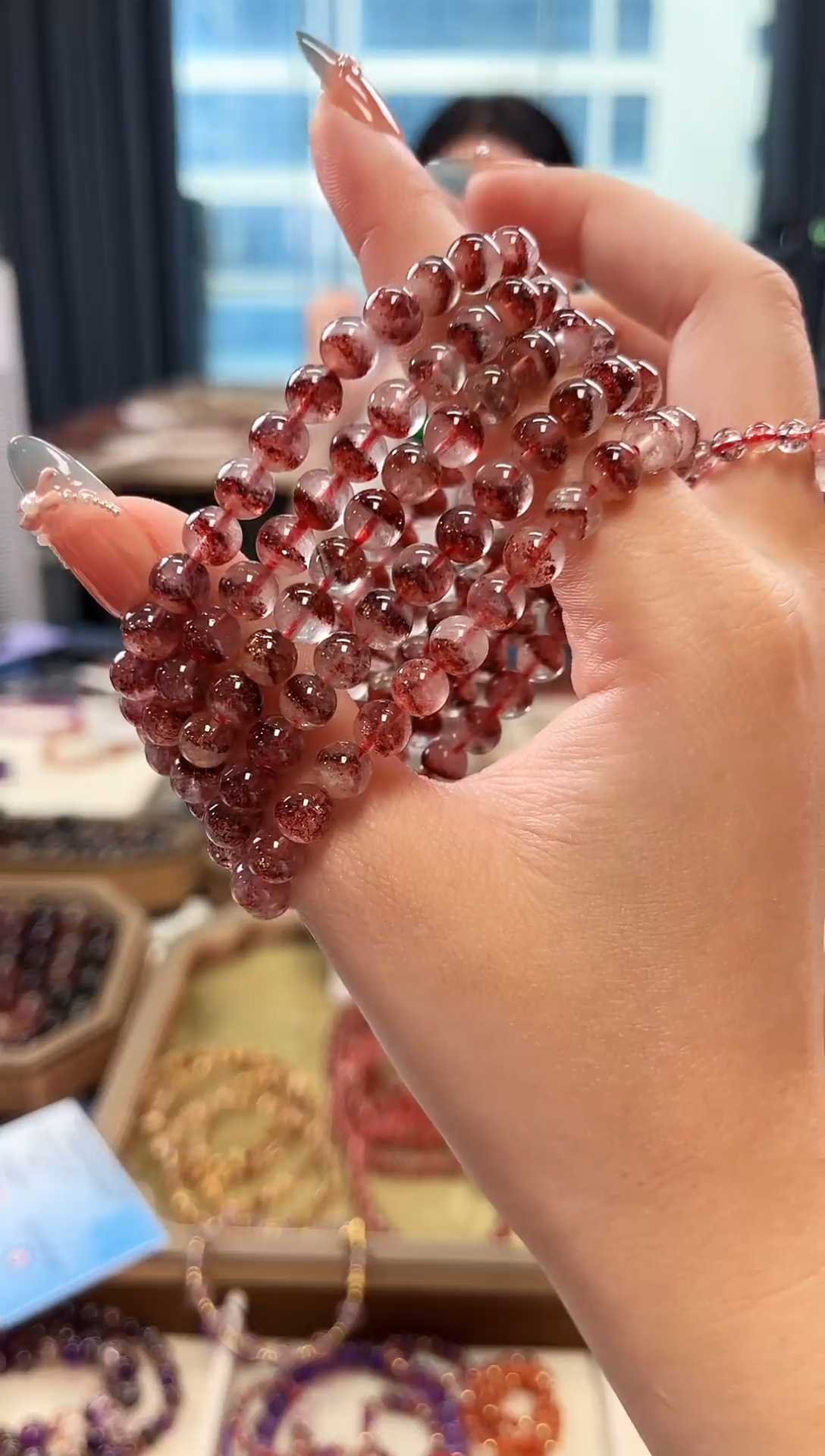 未镶嵌手串水晶金草莓超七单圈手串6mm【多样性发一】