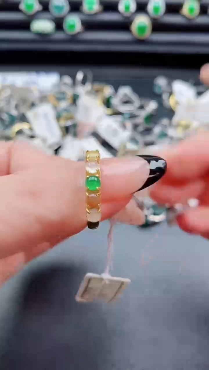 银S925镶嵌戒指翡翠1