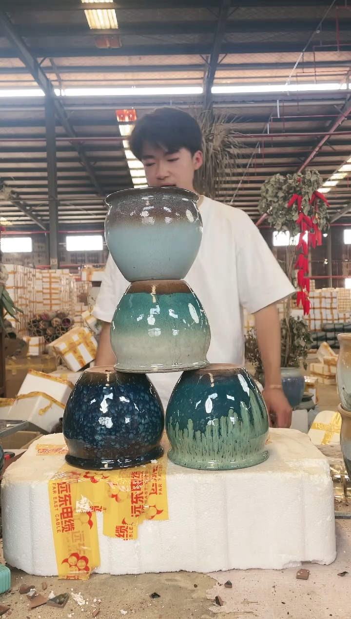 宜兴紫砂粗陶花盆15*14