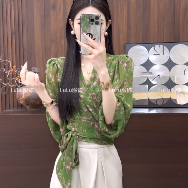 璐璐定制--25早秋新款乔其纱法式洋气独特别致设计感时尚减龄衬衫