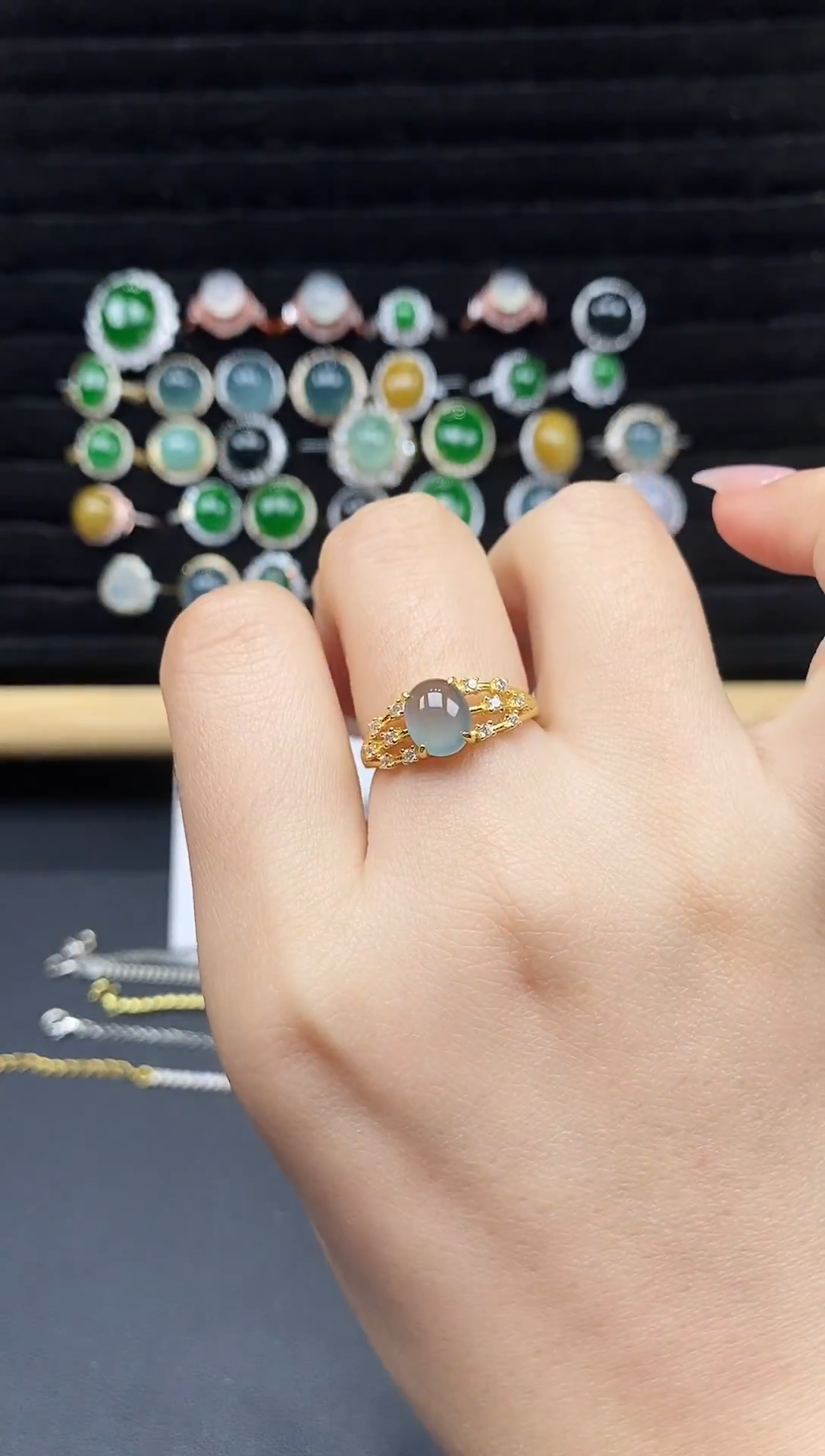 银S925镶嵌戒指翡翠111