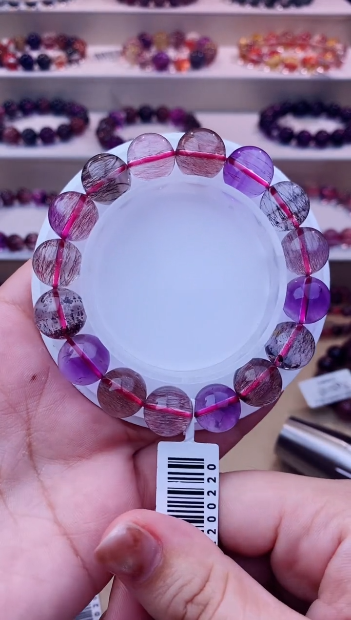 未镶嵌手串水晶黑加仑超七单圈12m+