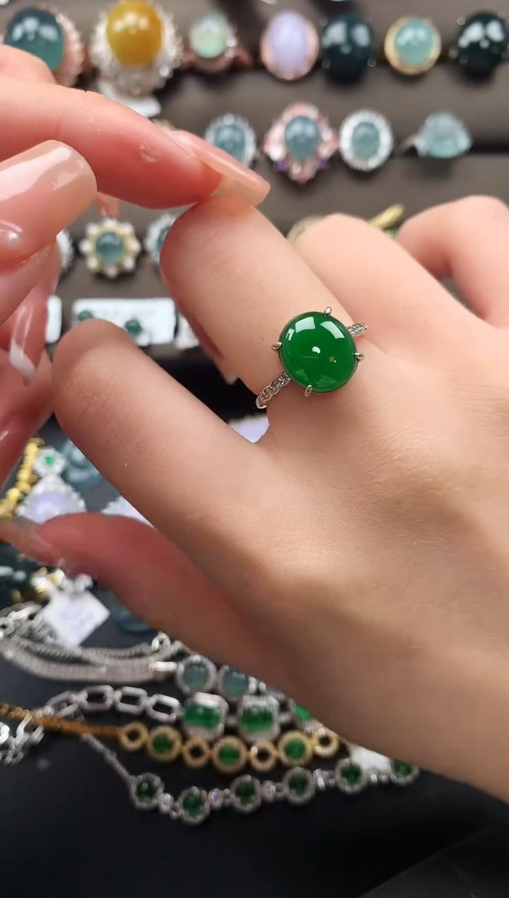 【闪购商品】翡翠戒指银S925镶嵌52141