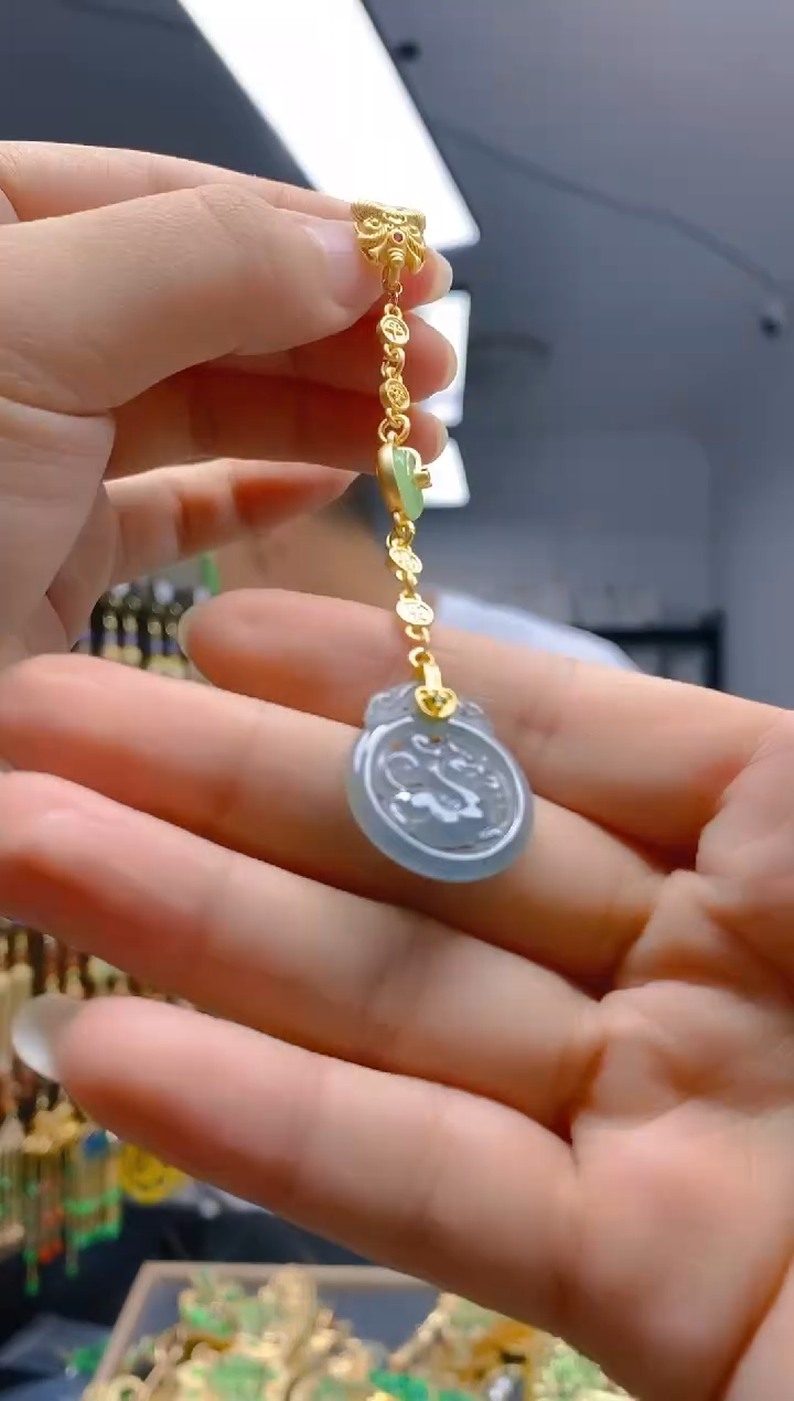 翡翠合金耳饰0151翡翠压襟