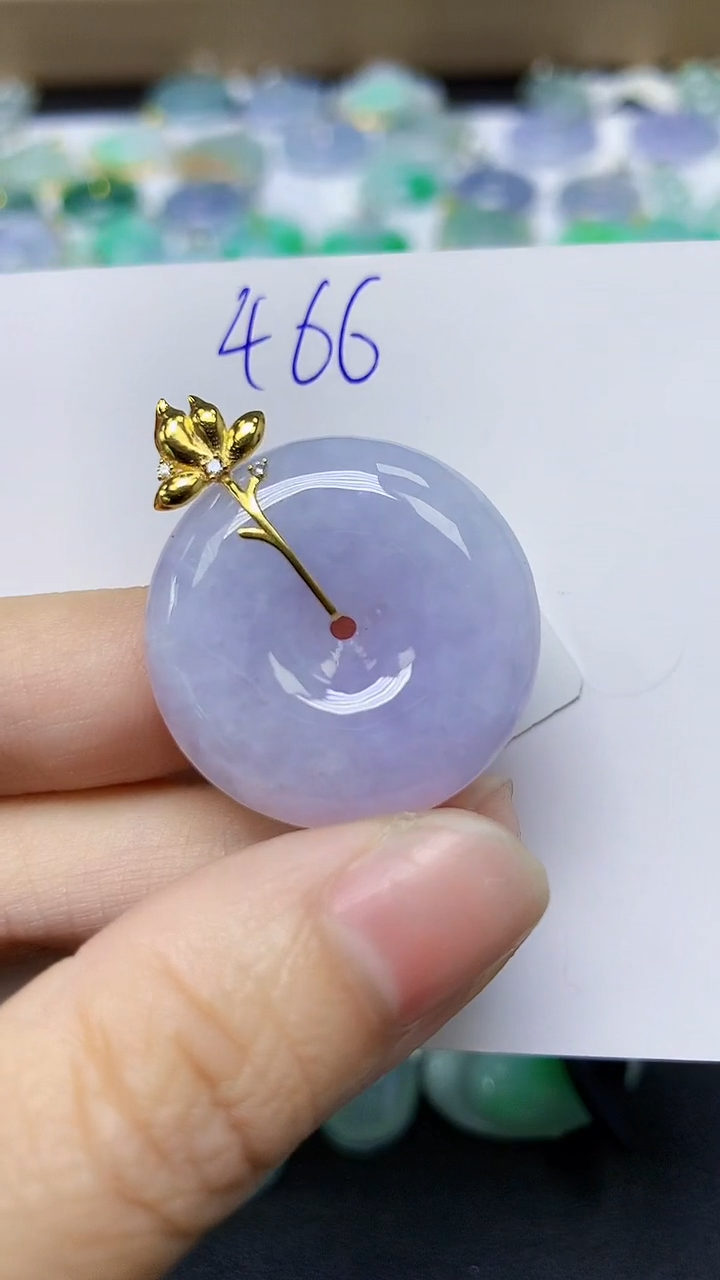 翡翠18K金镶嵌颈饰 天然缅甸翡翠A货