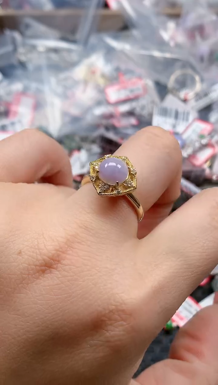 银S925镶嵌戒指翡翠天然A货缅甸翡翠