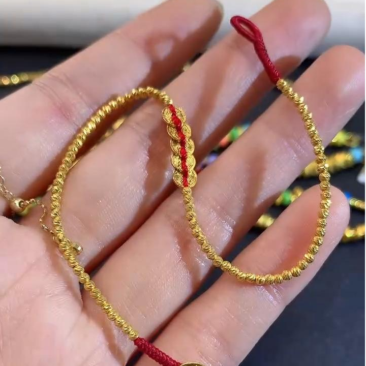 玥集珠宝 18K金五D钱手链 多样性发货一件HJ