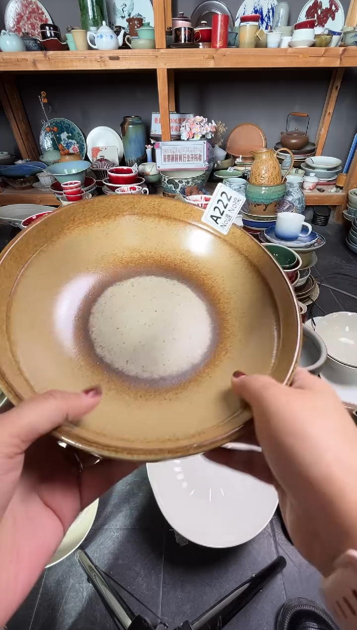 瓷片童*?a222窑变绿影土菜钵福利