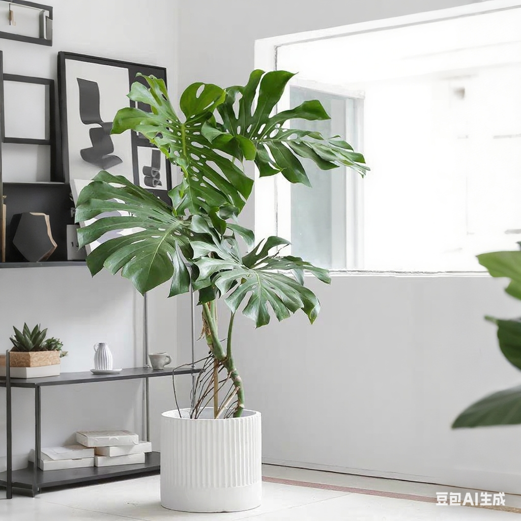 四年独杆老桩龟背竹盆栽绿植客厅北欧大型除甲醛植物