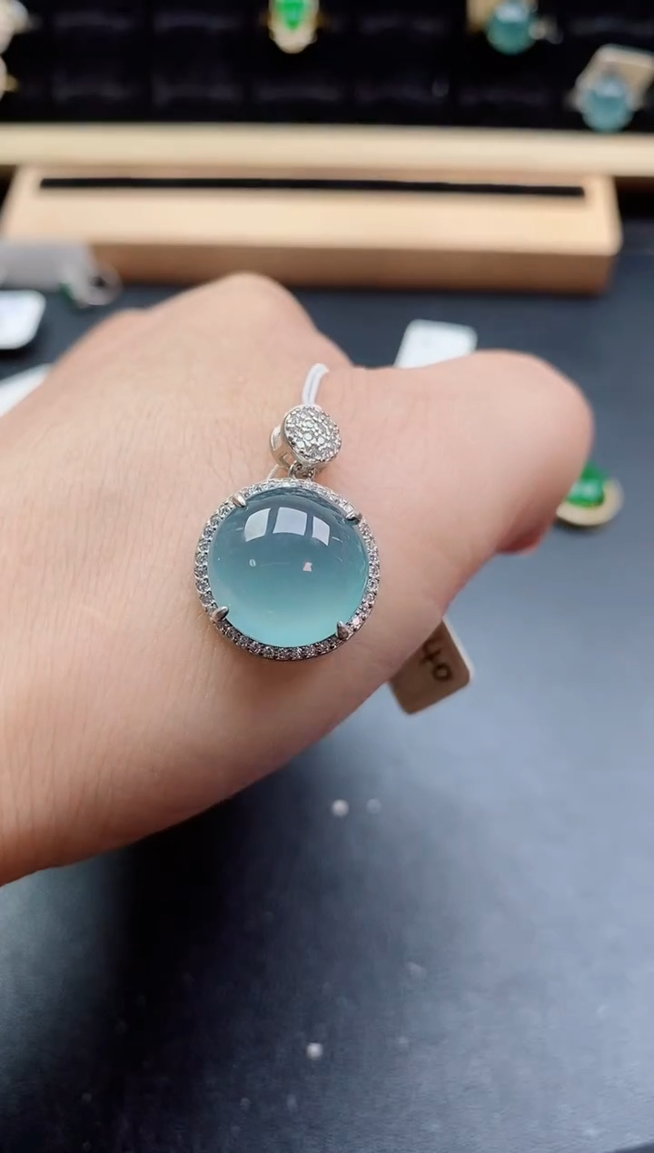 吊坠(赠链)银S925镶嵌翡翠1