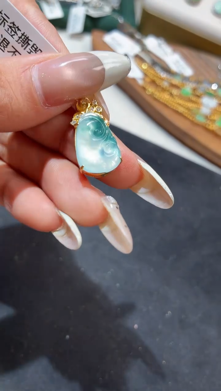 吊坠(不含链)银S925镶嵌翡翠【挽石珠宝】如意