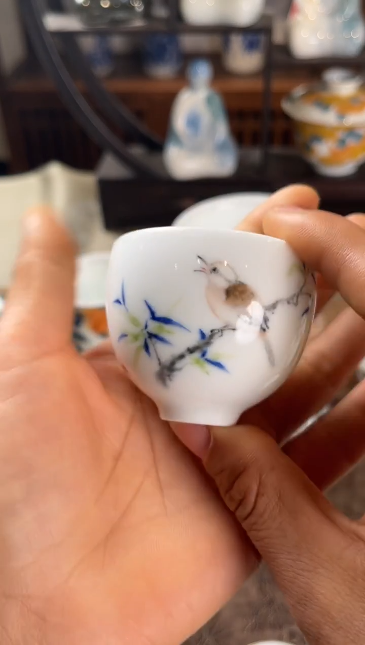景德镇文祥窑手工釉下彩陶瓷单杯