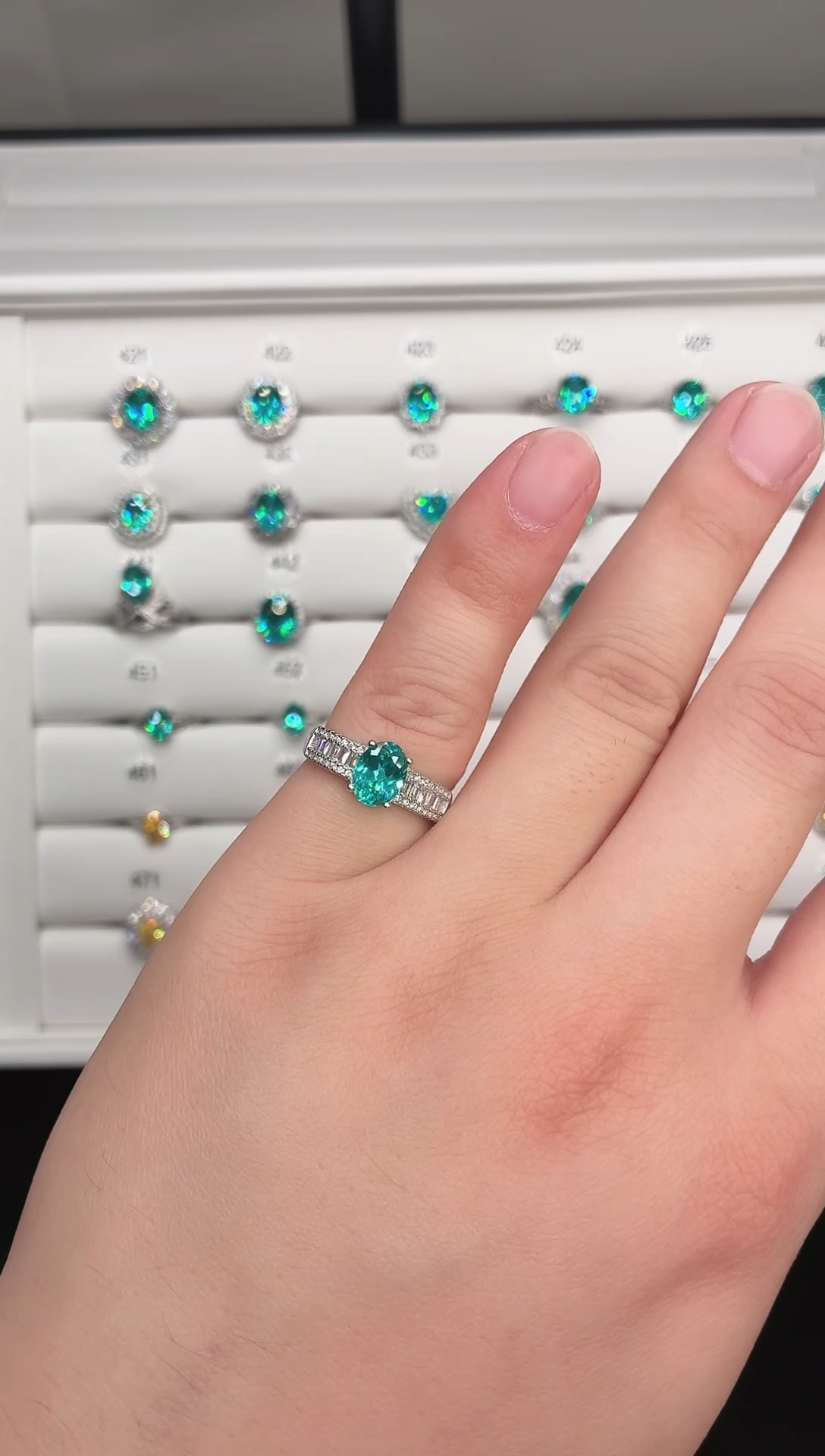 银S925镶嵌戒指碧玺123456789