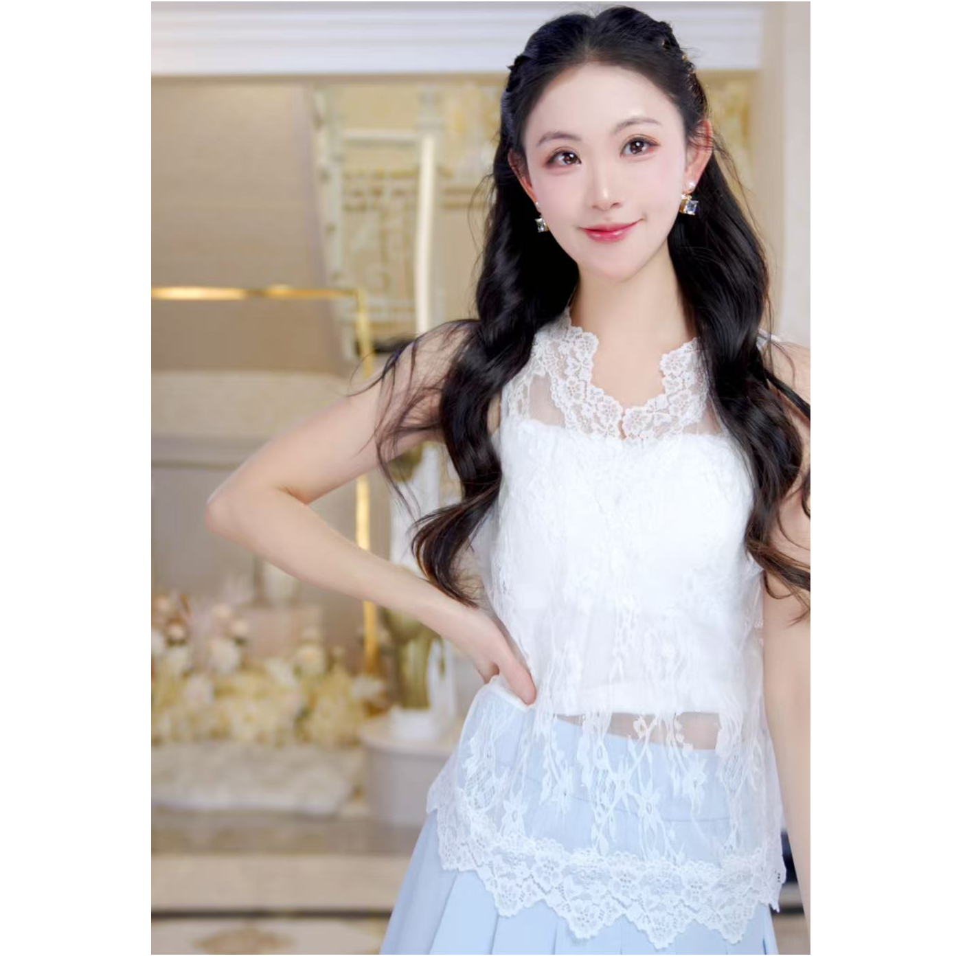 时尚蕾丝百搭连帽小衫814223+814219+814302