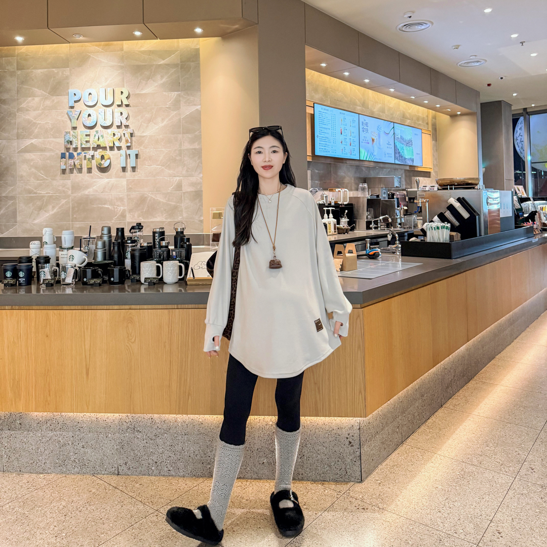 【冬季新款】孕妇装韩版德绒面料保暖T恤宽松大码洋气减龄打底衣潮