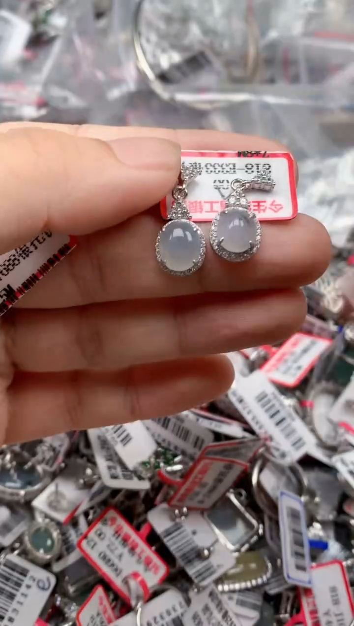 银S925镶嵌戒指翡翠天然A货缅甸翡翠