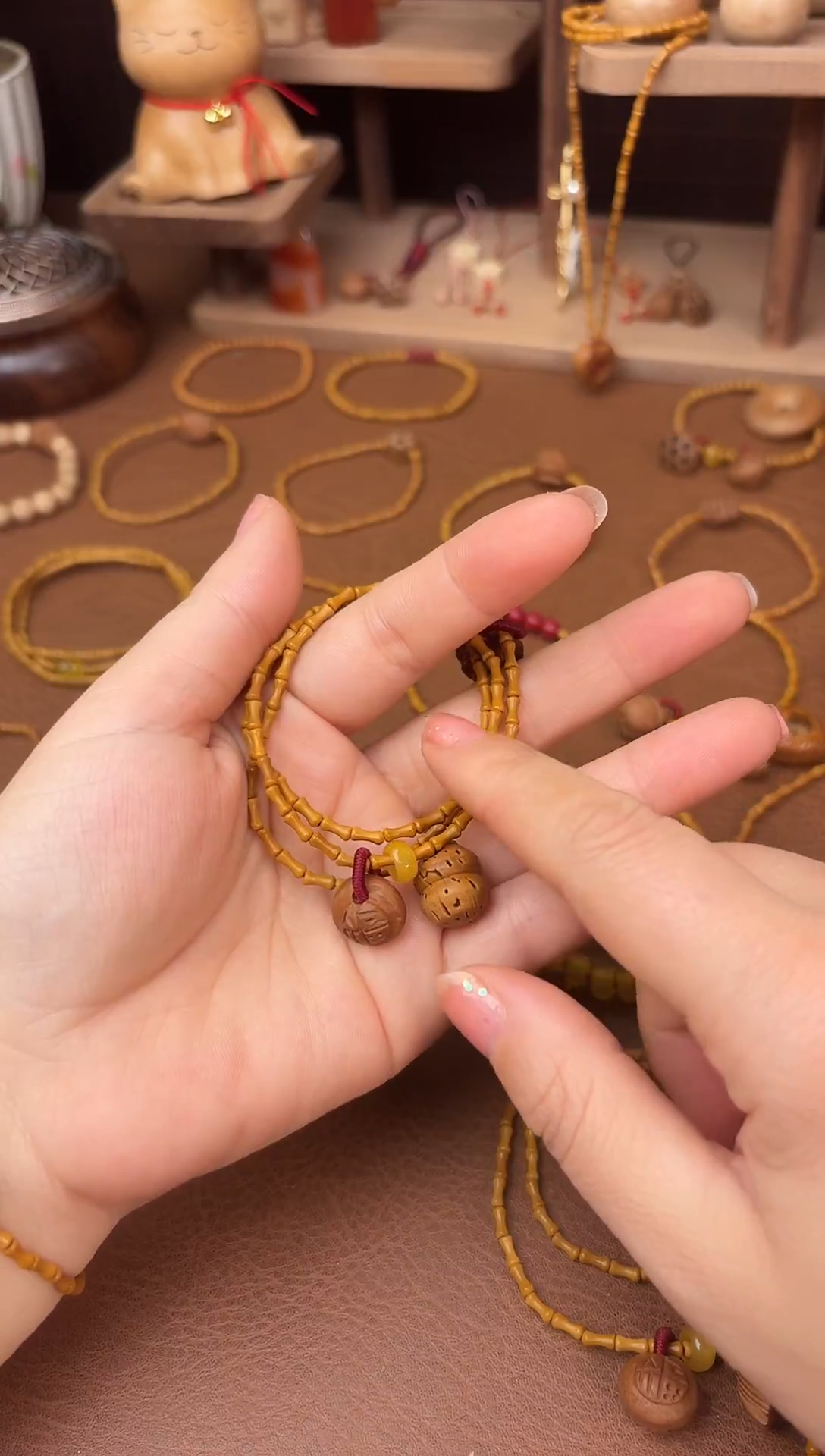 手串桃核三圈好运莲莲