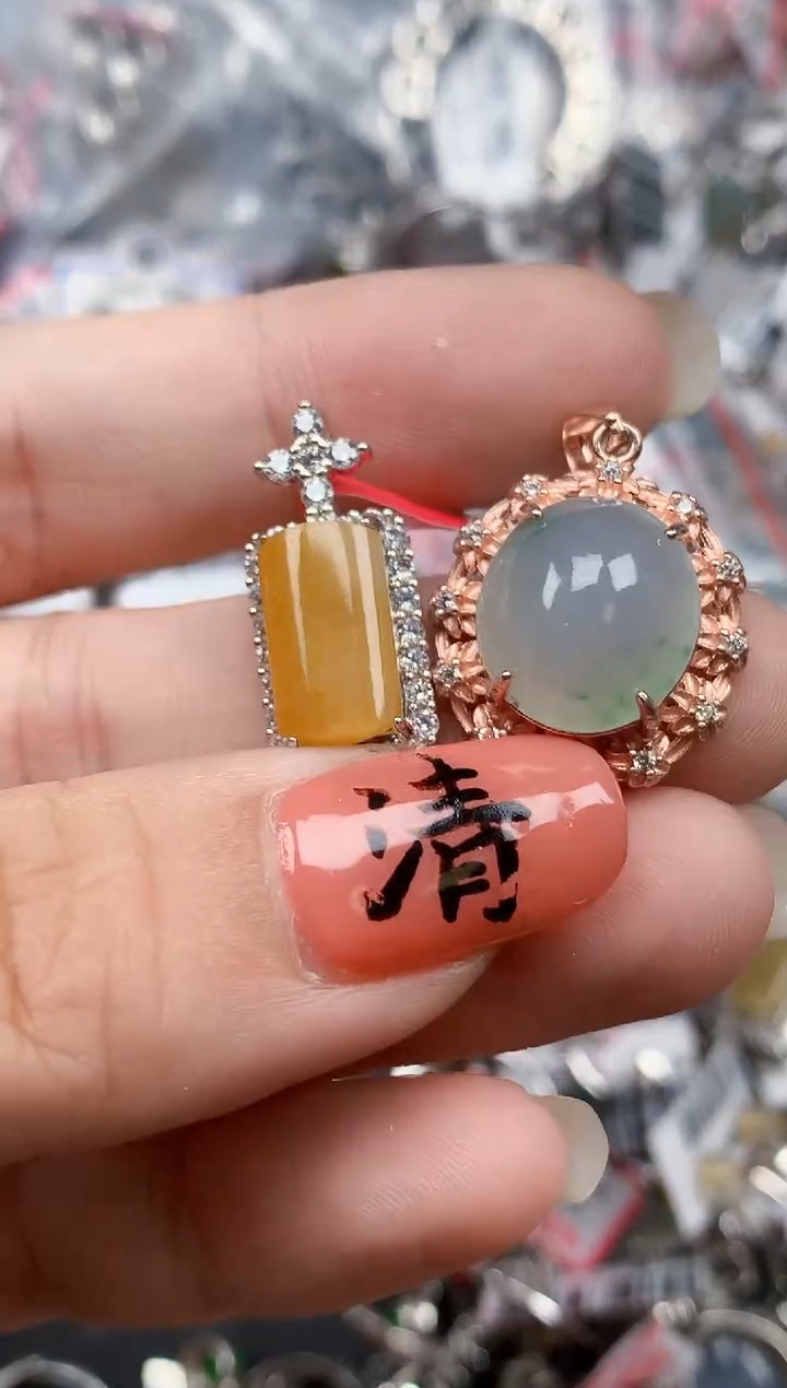 银S925镶嵌戒指翡翠天然A货缅甸翡翠