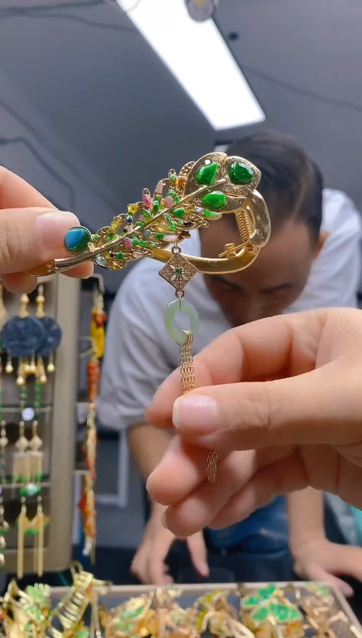 【闪购商品】翡翠耳饰合金0337翡翠发簪