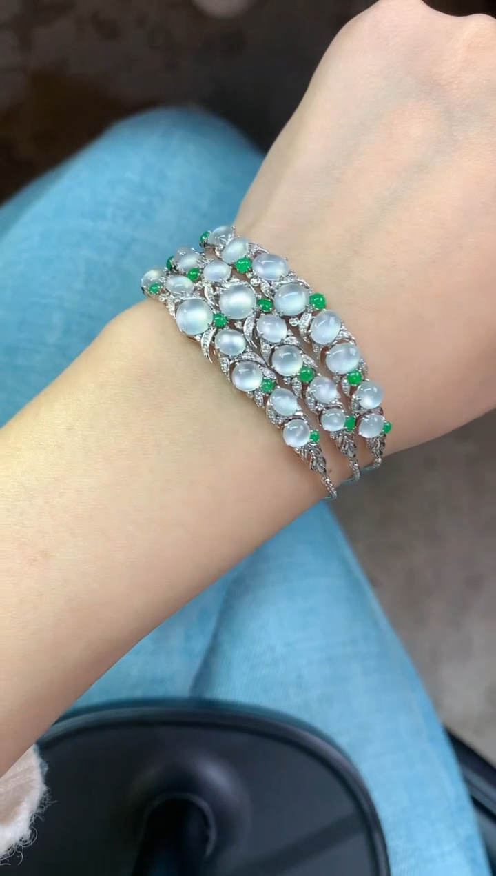 【闪购商品】翡翠手链18K金镶嵌手链A304|5980