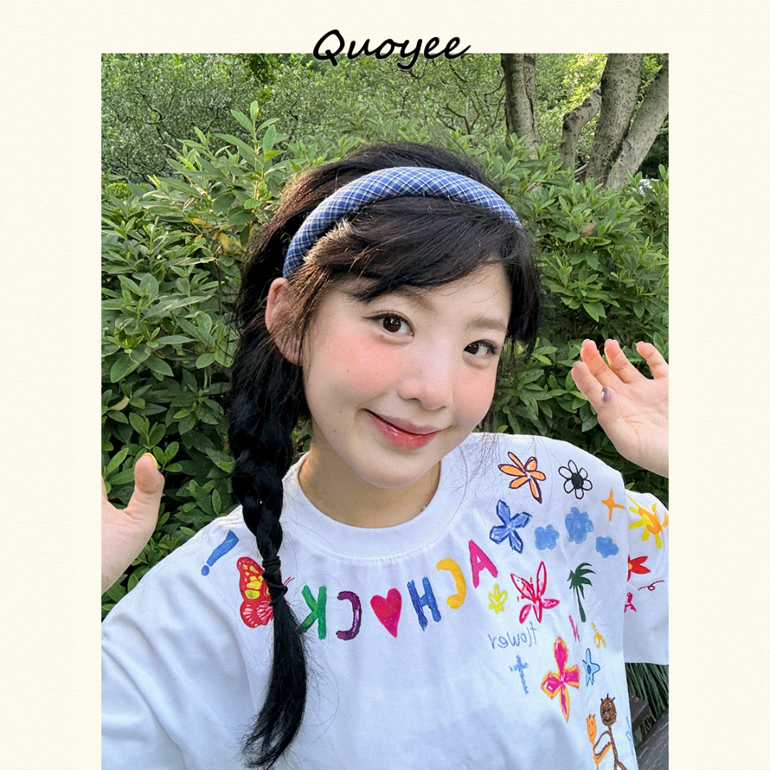Quoyee气质公主蓝色格子发箍网红头箍经典百搭ju百搭耐看WJL01
