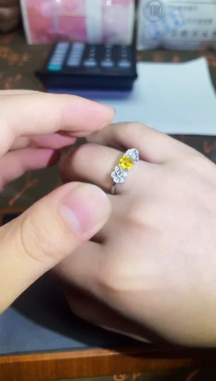 未镶嵌戒指/指环钻石A058黄色小戒指
