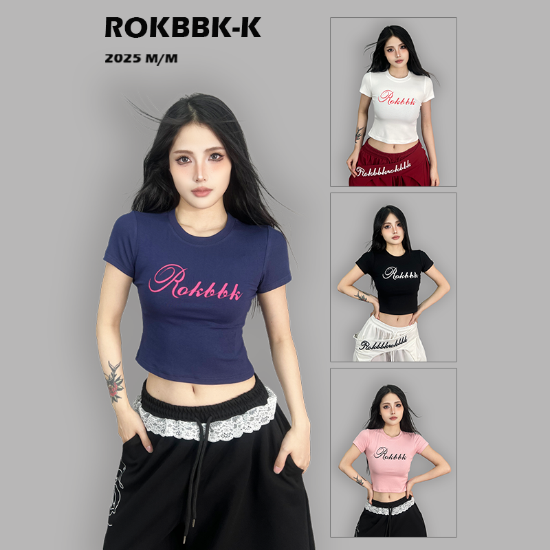 ROKBBK-K/布韩街舞潮牌运动T恤女宽松版型休闲嘻哈jazz爵士舞短袖