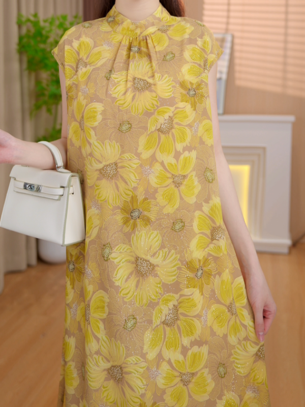【送腰带】向日金葵杭州原版正品2025夏季新款连衣裙14885
