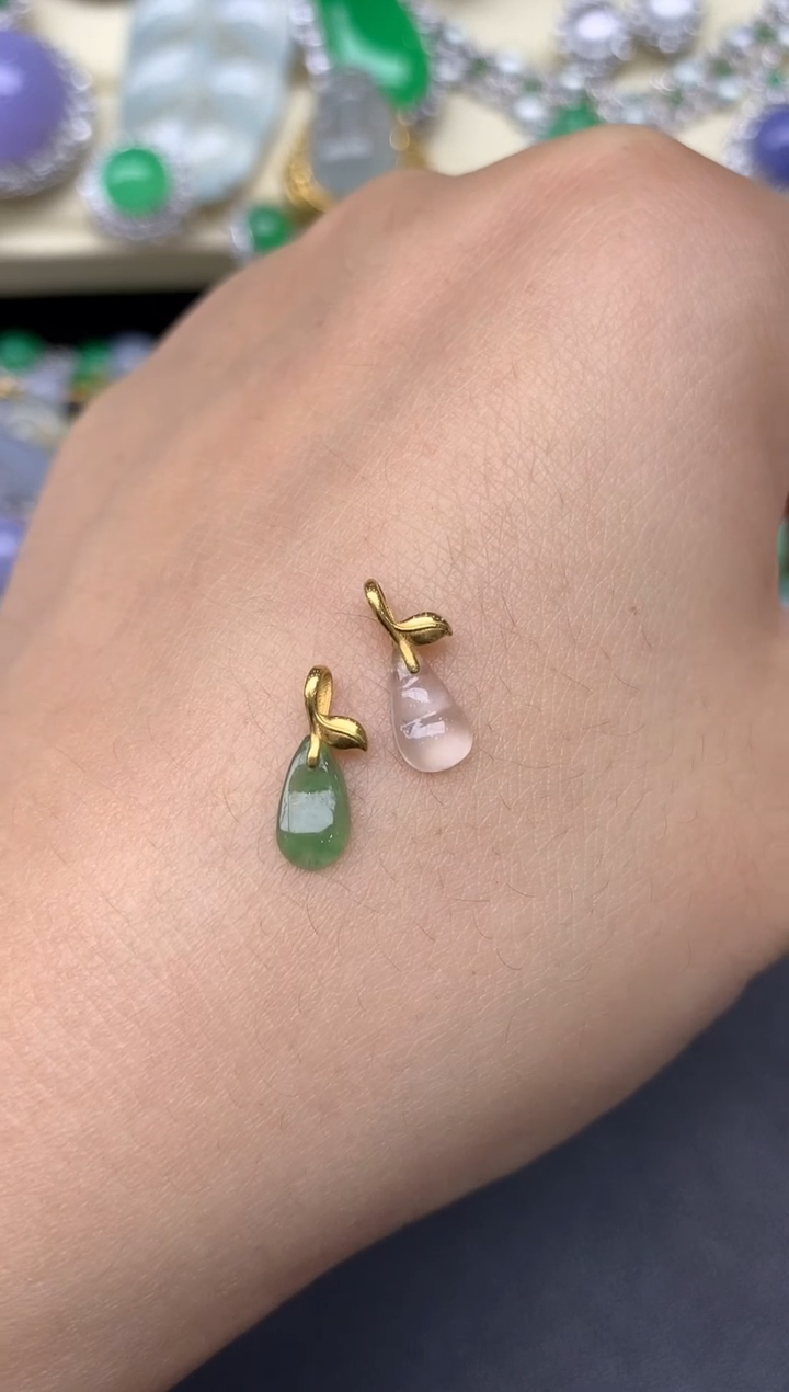 翡翠18K金镶嵌颈饰155-雪姐翡翠天天见