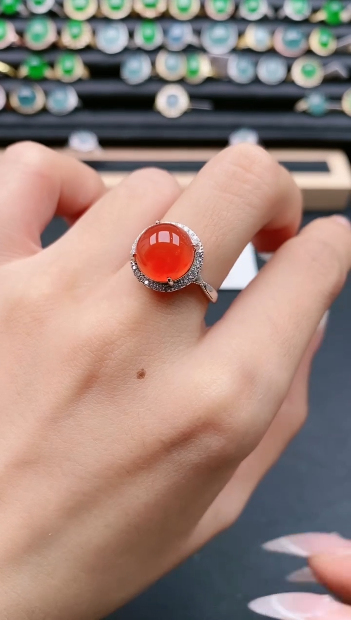 【闪购商品】玛瑙/玉髓戒指银S925镶嵌1111