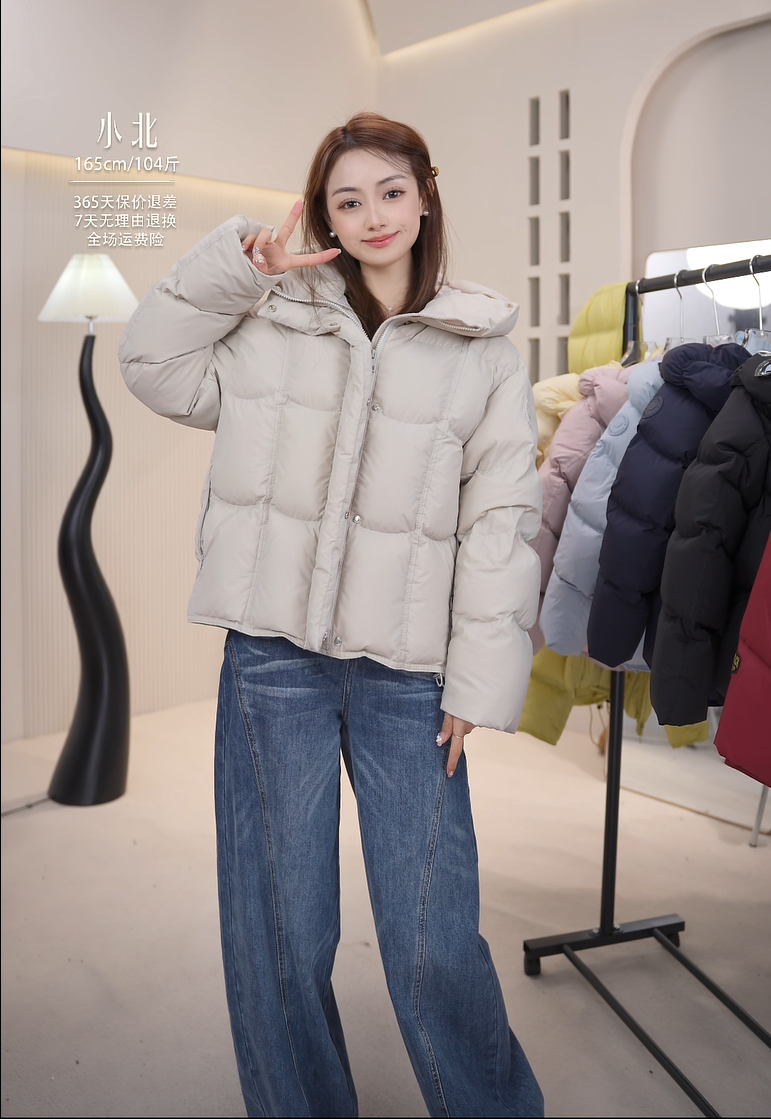 新升级3.0泡芙羽绒服白鸭绒连帽短款零压感加绒加厚保暖休闲6663