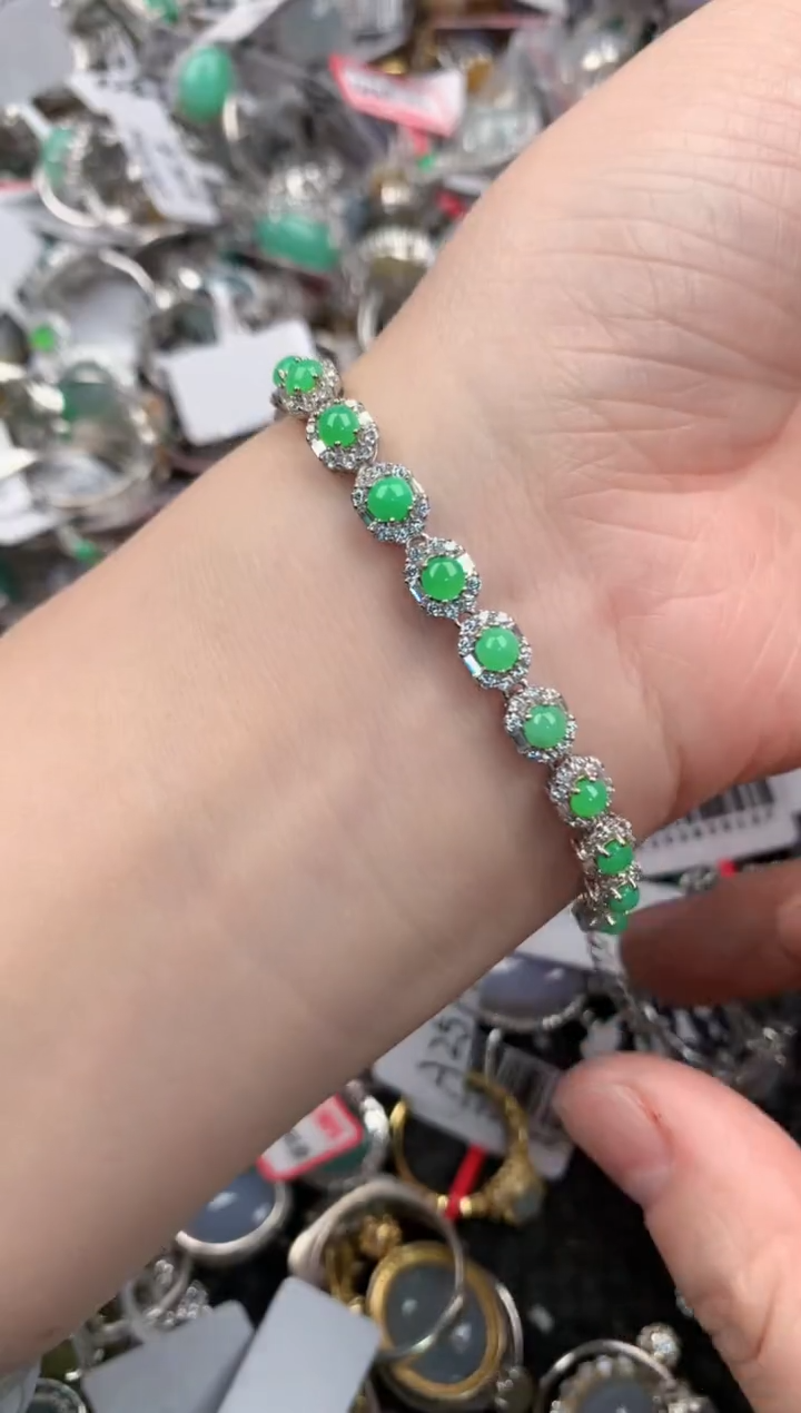 银S925镶嵌戒指翡翠10                8