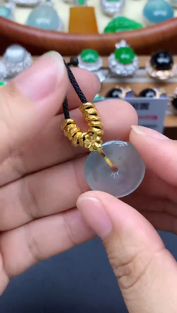 颈饰18K金镶嵌翡翠452-中国好珍宝