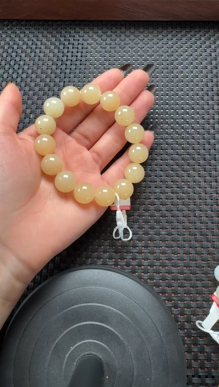 未镶嵌手串和田玉且末料金山糖白卡14手串