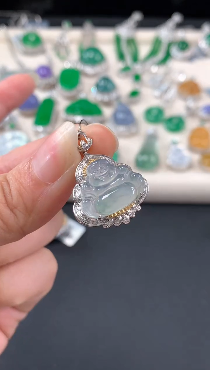 【闪购商品】翡翠吊坠(不含链)18K金镶嵌A342|2980