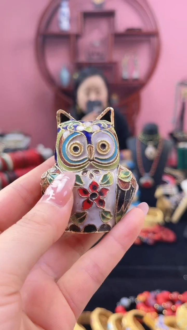 非遗 景泰蓝猫头鹰摆件