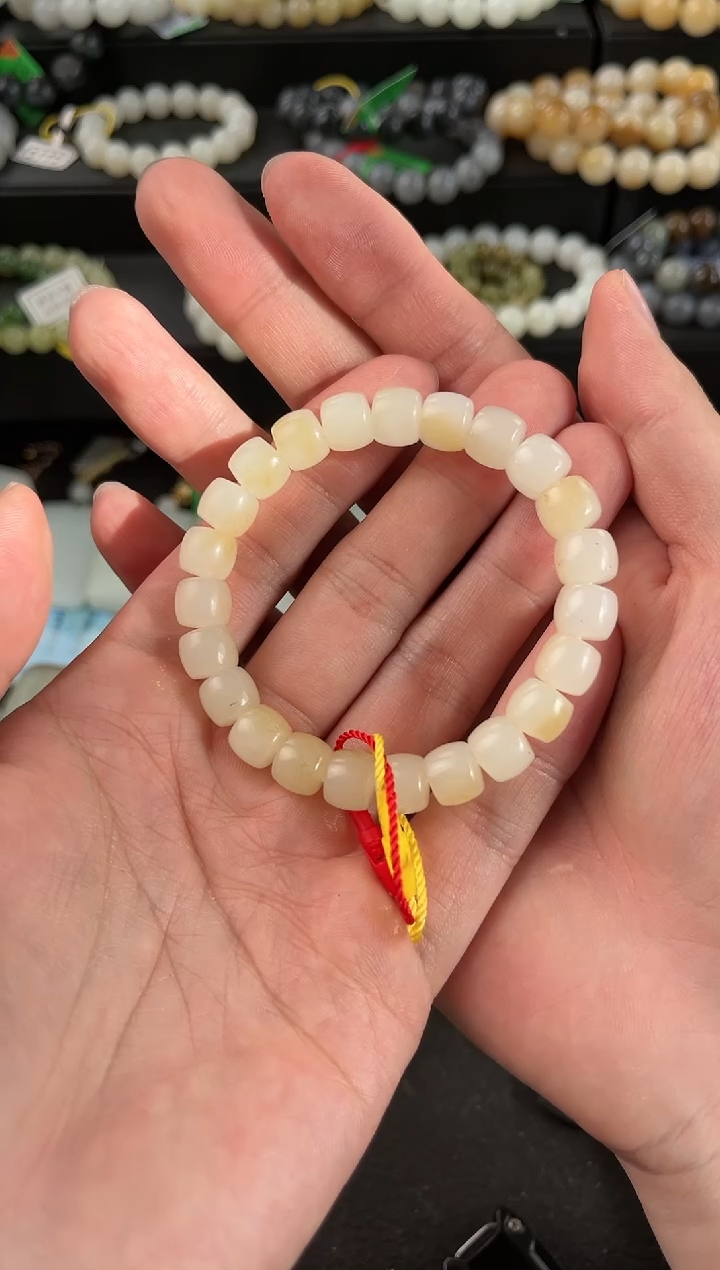 【闪购商品】和田玉手串未镶嵌若羌糖黄直切手串卡9mm微色差