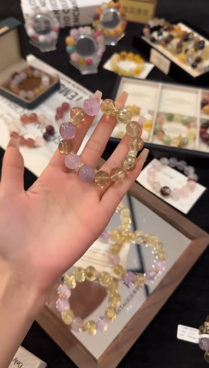 合金手链水晶紫黄多宝x3248