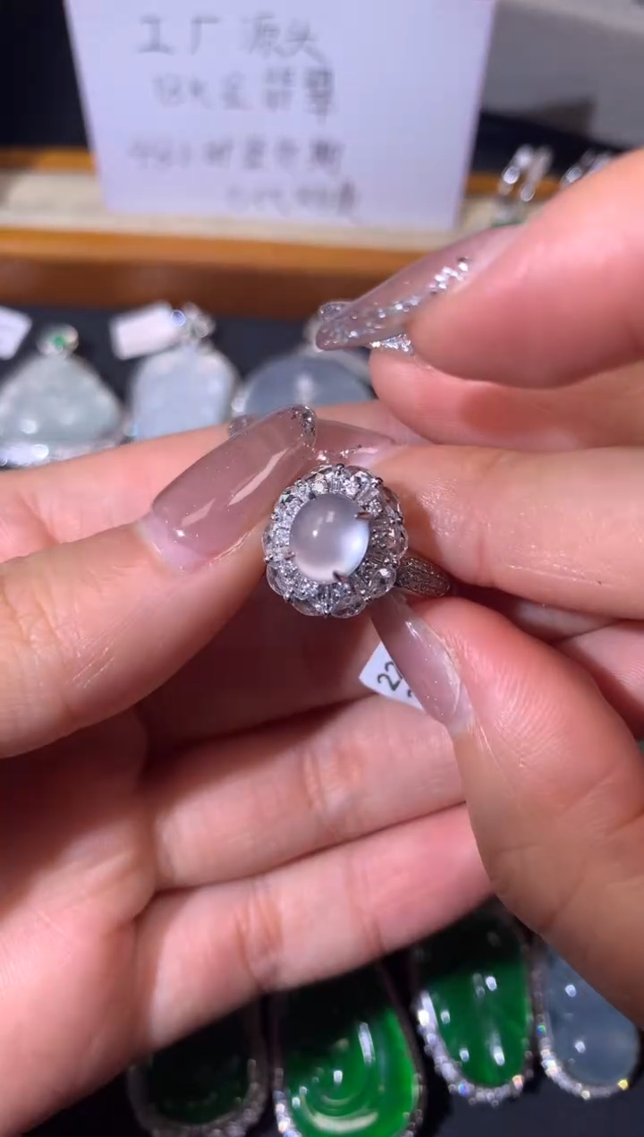 翡翠18K金镶嵌吊坠(不含链)戒指