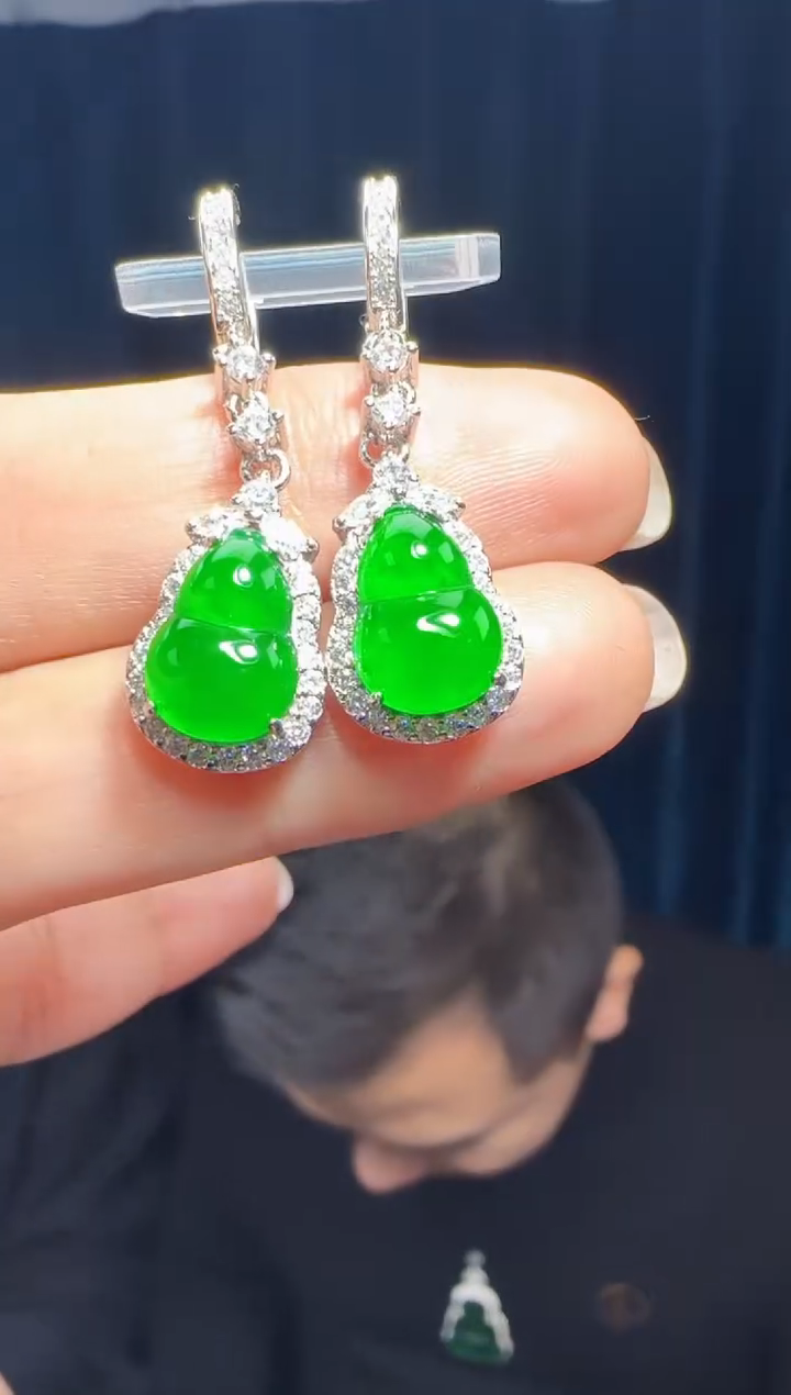 未镶嵌定制翡翠翡翠耳环320