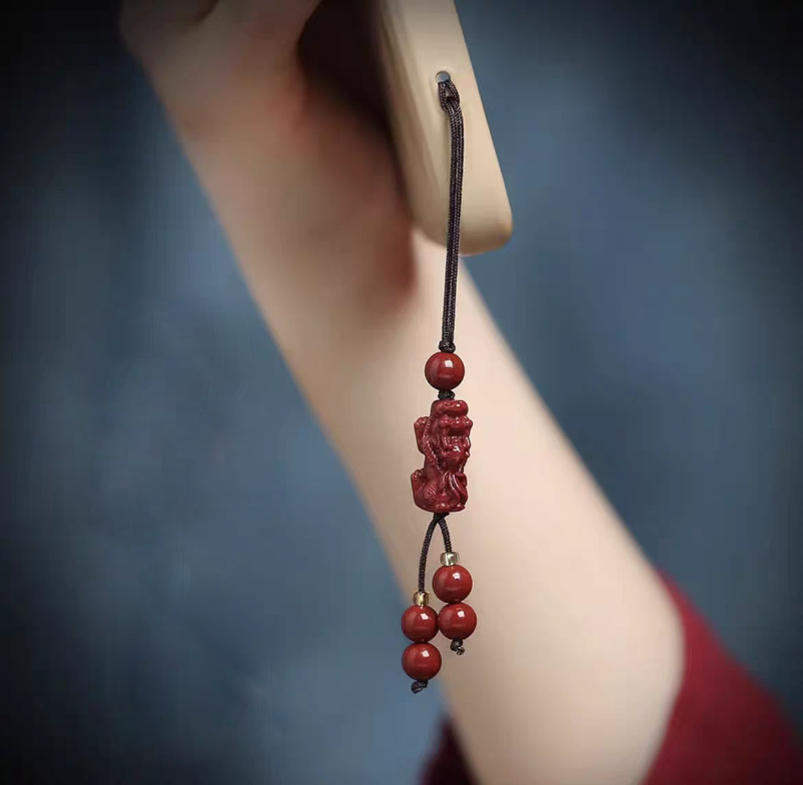 天然辰砂含辰砂工艺品正品朱砂貔貅挂件汽车钥匙扣男女随身饰品