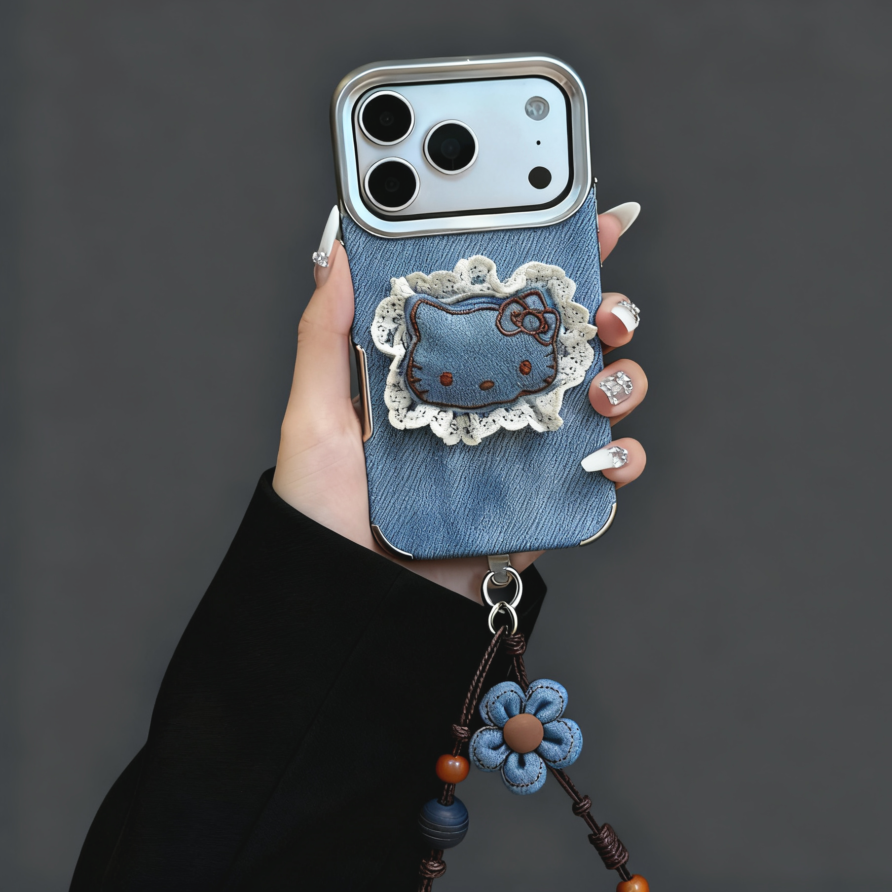 刺绣KT适用苹果17手机壳13/14ProMax卡通iPhone16/INS风17P网红