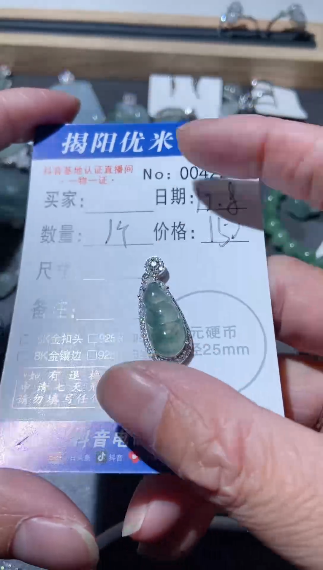 颈饰银S925镶嵌翡翠 银S925镶嵌