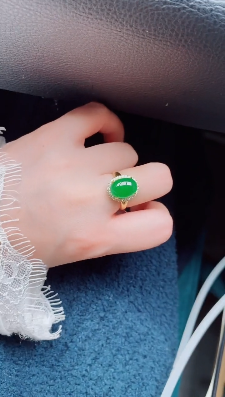 【闪购商品】翡翠戒指银S925镶嵌天然a货翡翠200