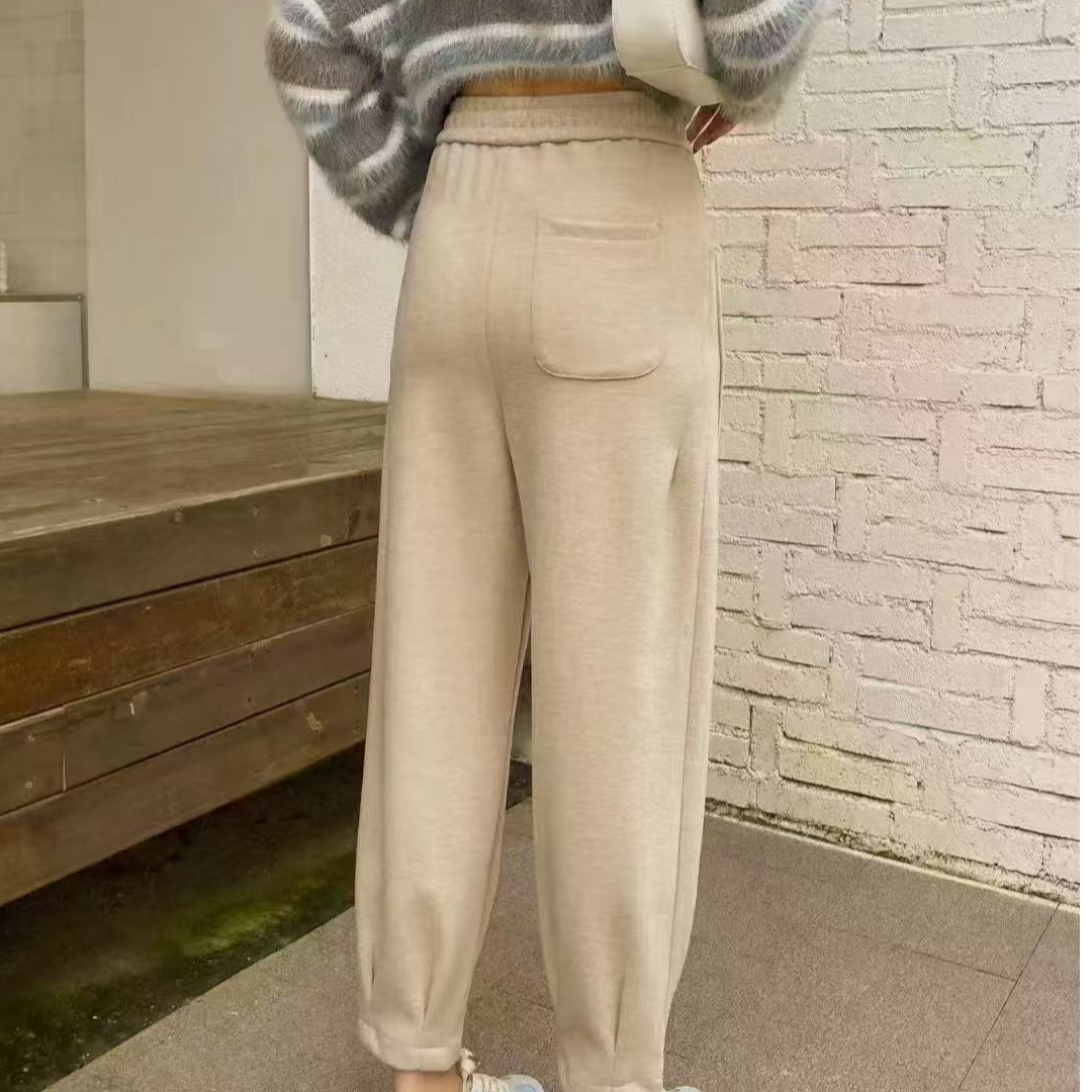 新款K1307奶杏厚款休闲裤2357