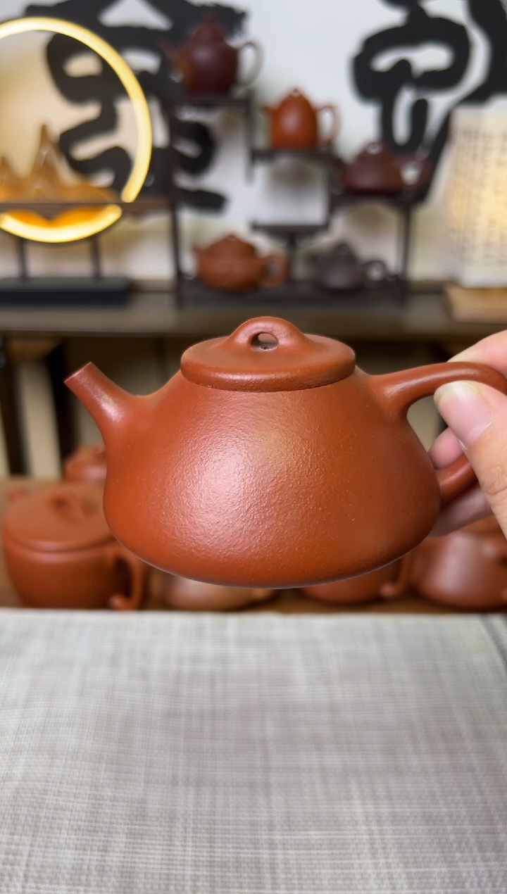 【闪购商品】朱泥茶壶鱼籽朱泥子冶石瓢壶150CC