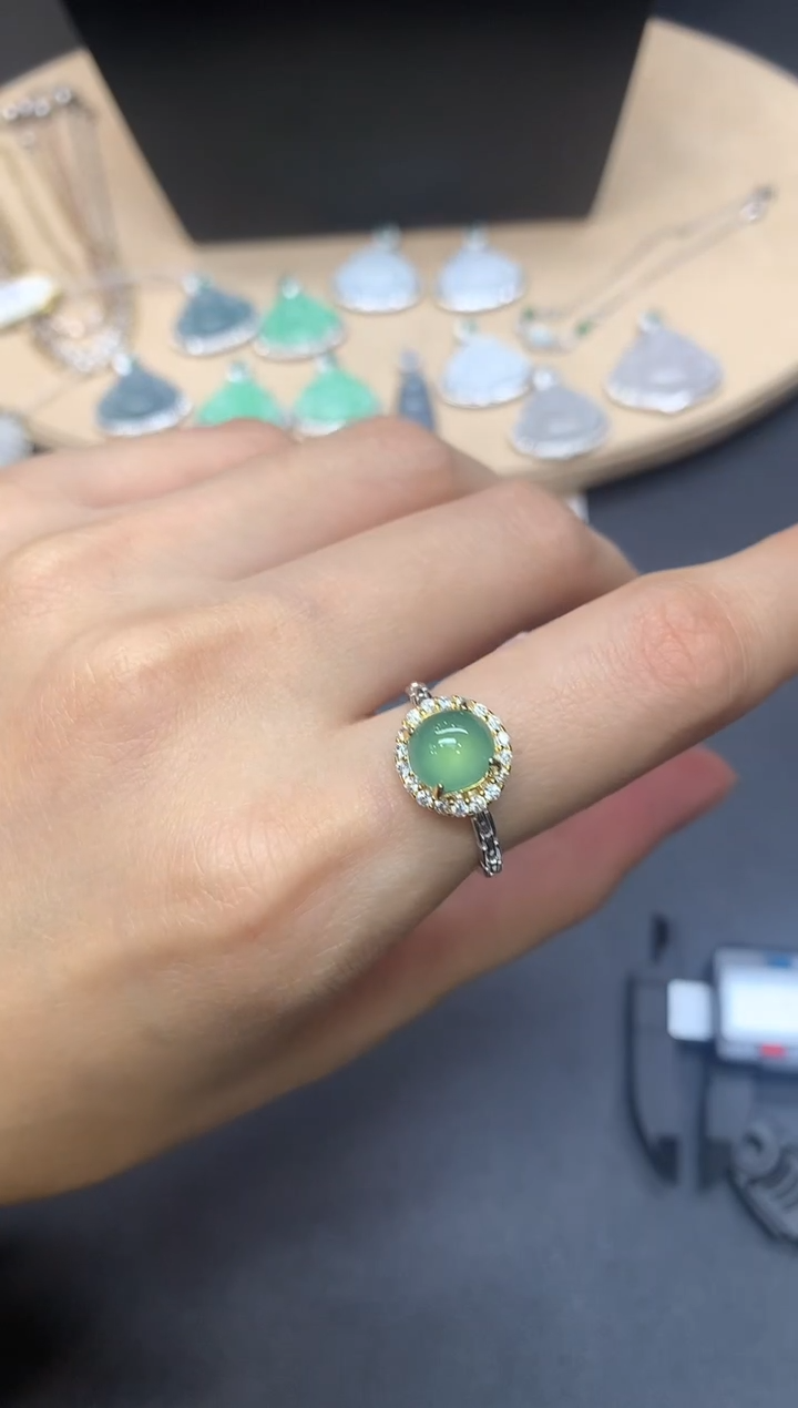 【闪购商品】翡翠戒指银S925镶嵌蛋面【无服务费】