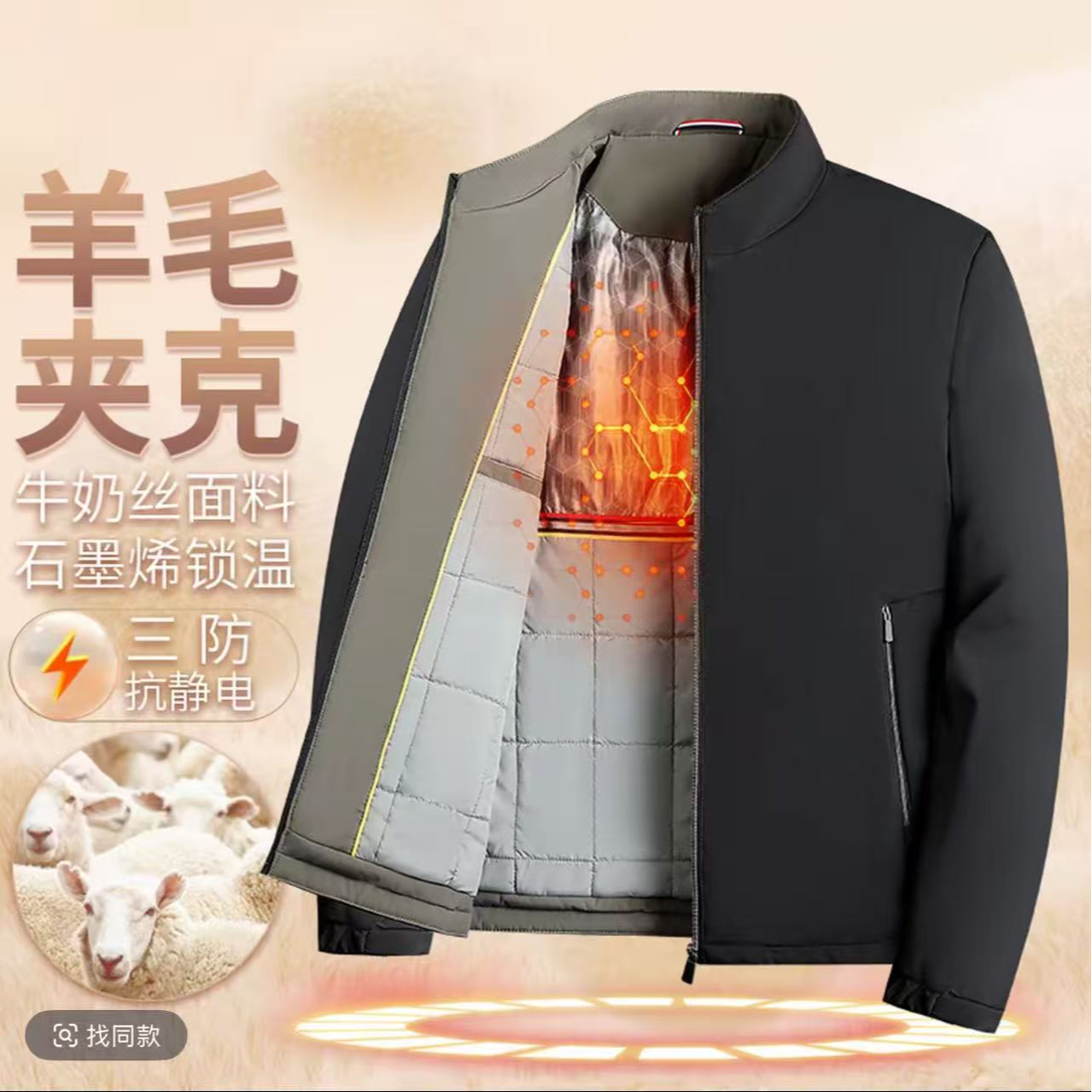 崔万志【含羊毛夹克】加厚时尚休闲商务保暖立领男士外套